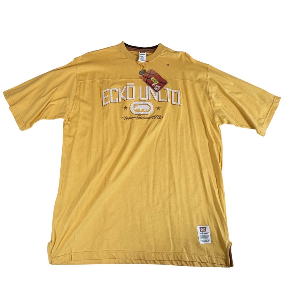 Vtg Ecko Unltd. Graphic T-Shirt 2XT Y2K Hip Hop Oversized Tee Yellow Streetwear